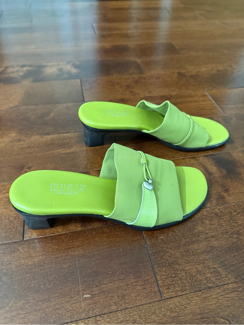 Munro Lime Green Slide Mules